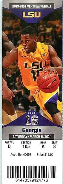 Ticket College Basketball Georgia 2013 - 14  3.8 - LSU Tigers