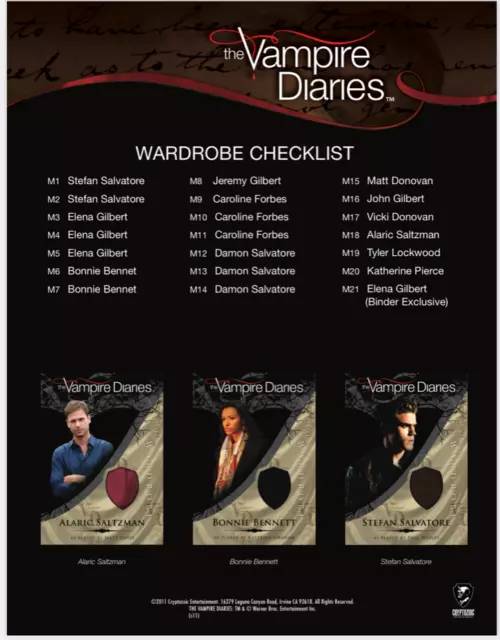 The Vampire Diaries Season 1 Wardrobe Card Selection Cryptozoic 3