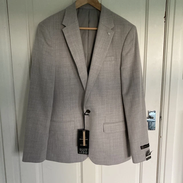 River Island - Nuova con etichette - Giacca tuta skinny testurizzata grigia - taglia 38R - prezzo di prezzo £90