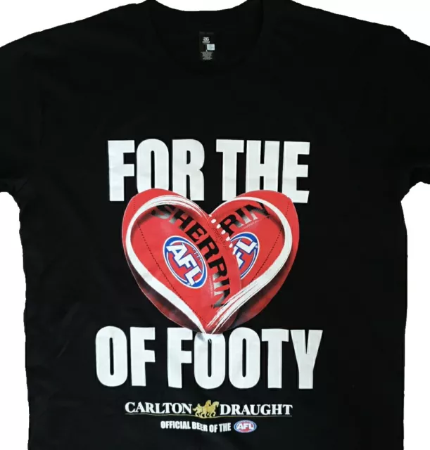 AFL For the Love of Footy Carlton Draught Beer Black Short Sleeve T Shirt Size L