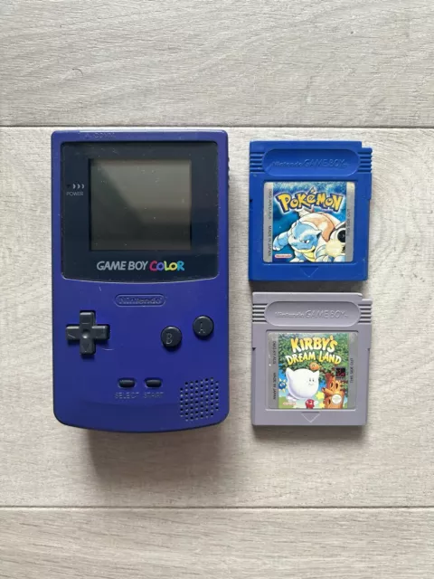 Nintendo Gameboy Color Grape Purple + Games - Pokemon Blue + Kirby’s Dream Land