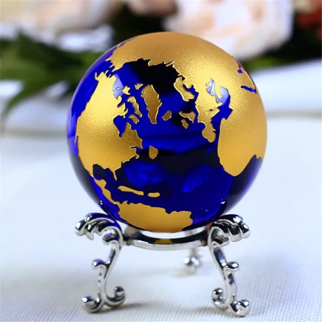 Cristal Mármoles Globo Mapa Mundial Esfera Escritorio Náutico Hogar Decoración