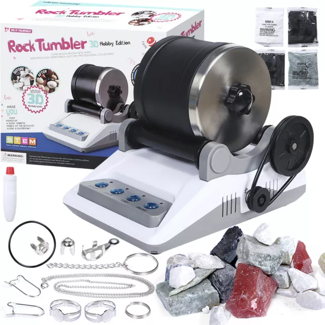 Rock Tumbler Kit Adults - Rock Polisher Tumbler with Noise Reduction Cover,  Spee