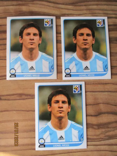 Lionel Messi - 3 x  Sammelbild Panini FIFA World Cup 2010 - ungeklebt