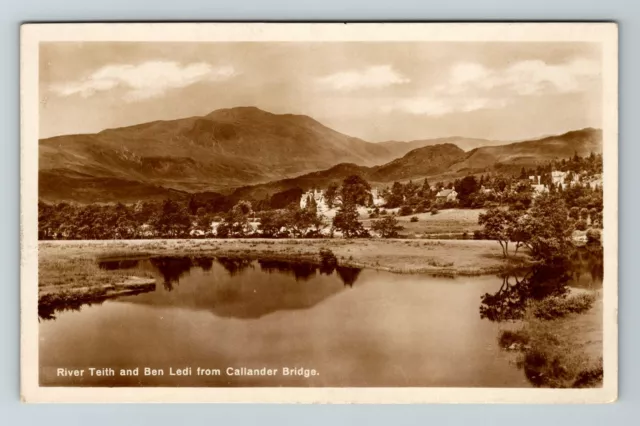 RPPC-River Teith & Ben Ledi From Callander Bridge Scotland RPPC Vintage Postcard