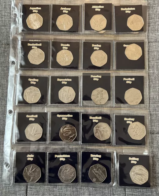 London 2012 Olympic 50p Coin Full Set - 29 Coins With Completer Medallion