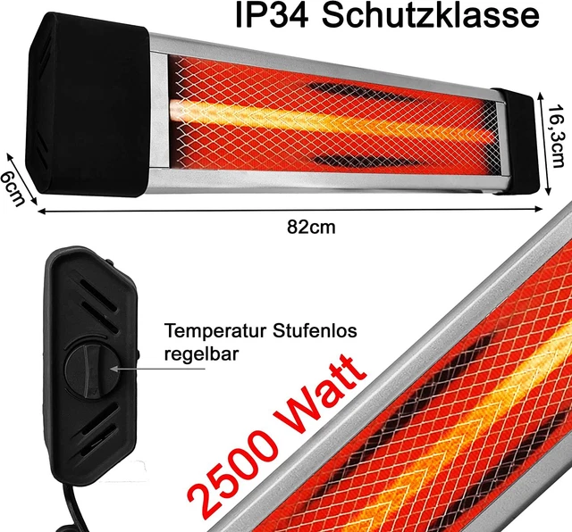 Heizstrahler elektrisch Wand Infrarotstrahler Terrassenstrahler Indoor Outdoor 2