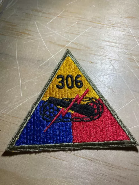 ¿Segunda Guerra Mundial/1950/60? PARCHE DEL EJÉRCITO DE EE. UU. - 306a DIVISIÓN BLINDADA - ¡VARIANTE ORIGINAL BELLEZA!