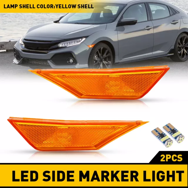 For 2016-2021 Honda Civic Front Bumper Reflector Side Marker Light Assembly EOA