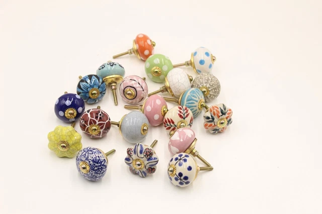 Boutons en céramique pour armoire, tiroir ou porte, ensemble de 10 ronds...