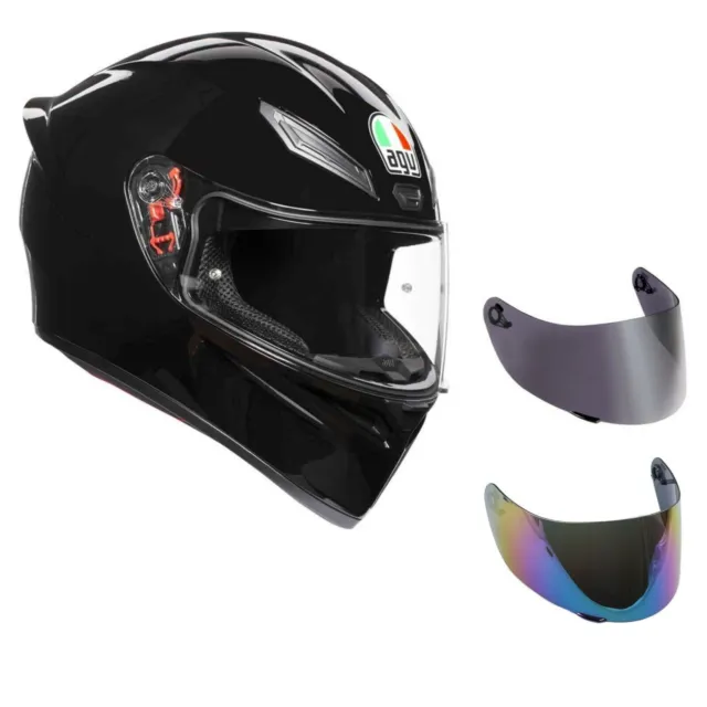 casco moto agv k1 S nero  + visiera specchio+ visiera fume'+ trasparente