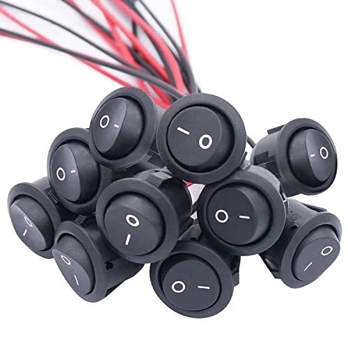 10Pcs Rocker Switch ON/Off SPST 2Pin Latching Toggle Switch KCD1-5-101-10PCS