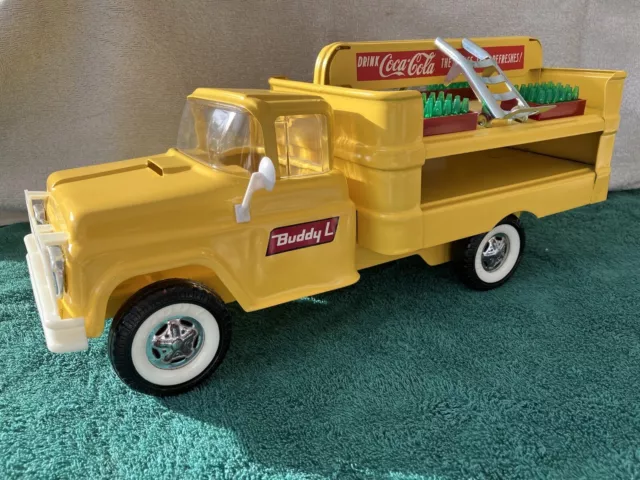 #18 Vintage 1961-62 Buddy L Yellow Pressed Steel Coca Cola Ford Delivery Truck