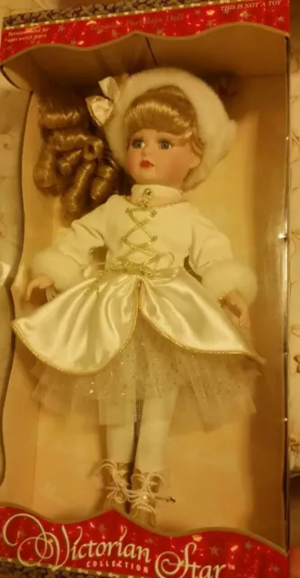 Brass Key Victorian Star Collection Porcelain Doll Ice Skater New In Box!