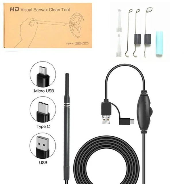 Kit de eliminación de cera para oídos cuchara para orejas cuchara para orejas herramienta de limpieza para oídos limpiador visual de oídos