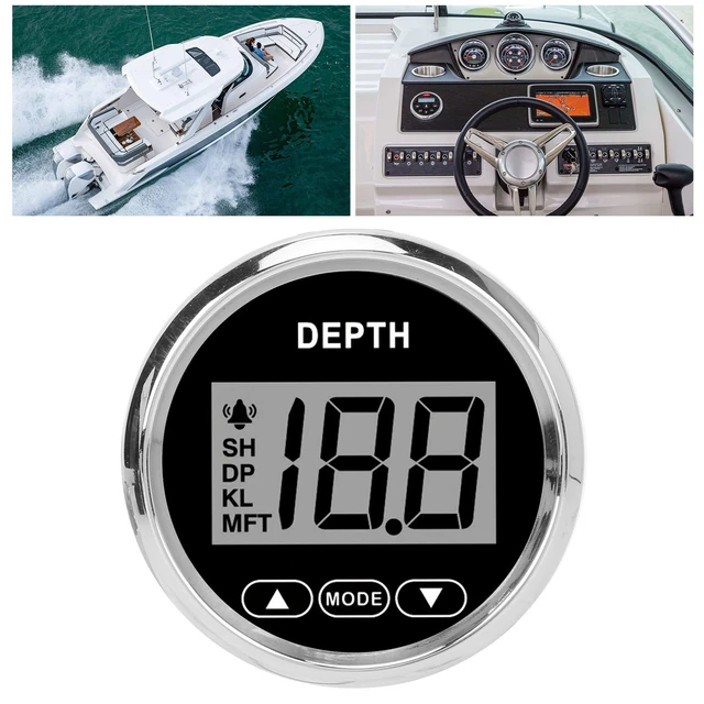 Akozon Tiefenmesser 52 Mm – 100 M Reichweite, Edelstahl 316L, Weiße Hintergrundbeleuchtung, IP67, Für Boote & Yachten