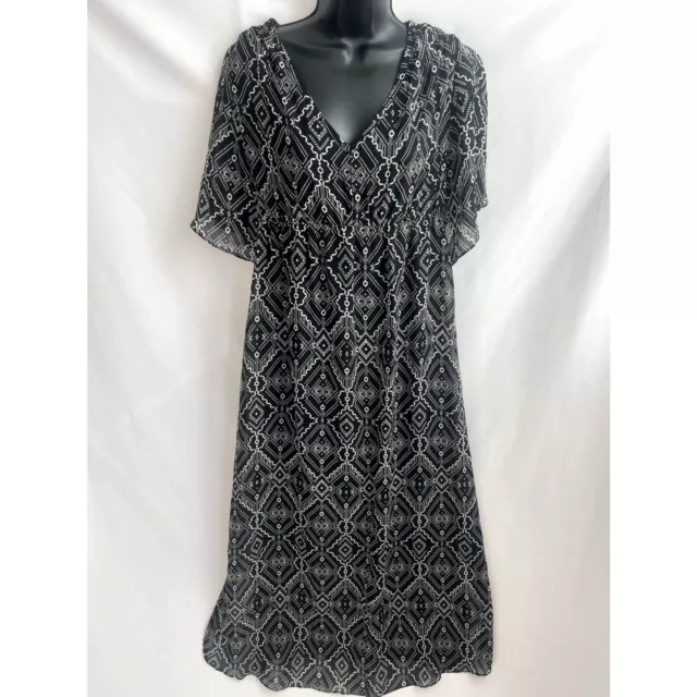 H&M Mama NWT Maxi Black Flowy Boho Dress Geometric Print Size S Maternity Wear