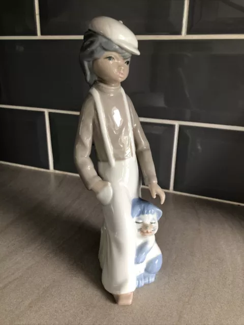 Casades Spanish Porcelain Figurine. Girl / Boy With Dog. 22cm Tall.