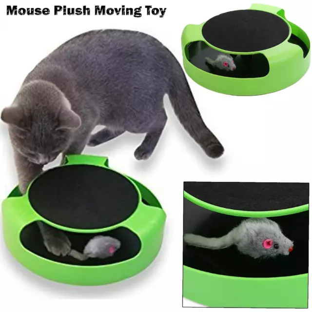 Cat Kitten Catch The Mouse Moving Play Toy Interactive Plush Scratching Claw Mat