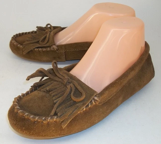 Minnetonka 69922 Womens US 6.5 Brown Suede Driver Kiltie Moccasins Flats 5941