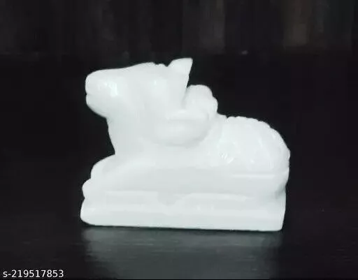 Belle petite figurine Nandi Idol en marbre blanc pour la décoration de la...