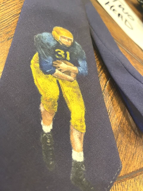 1940'S Necktie Vintage Tie Notre Dame Football Hand Painted Free Shipping