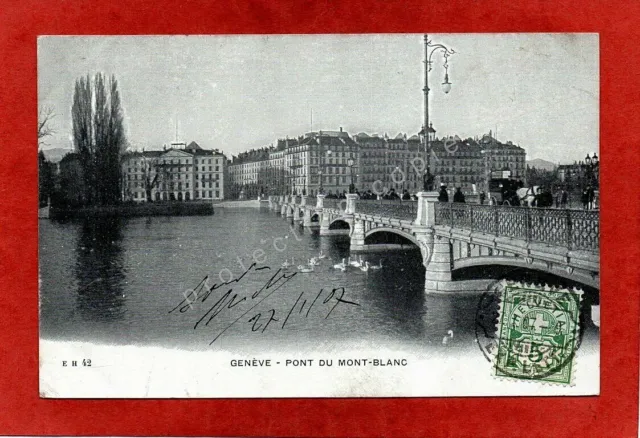 cpa Suisse GENÈVE - Pont du Mont-Blanc (1907)