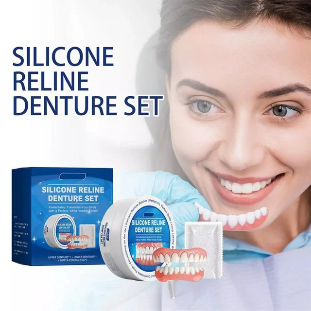 NEW SILICONE RELINE Denture-Set,Soft Denture Reline Kit for 2pcs £7.22 ...
