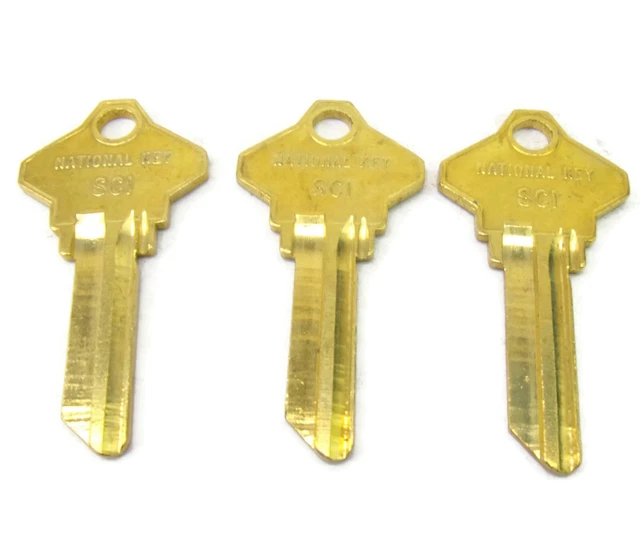 3-pcs SC1 Brass Key Blanks Cole National U.S.A.