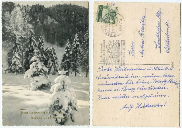 34808 - Winterwald - Weihnachten - AK, gelaufen Fischen 24.12.1968