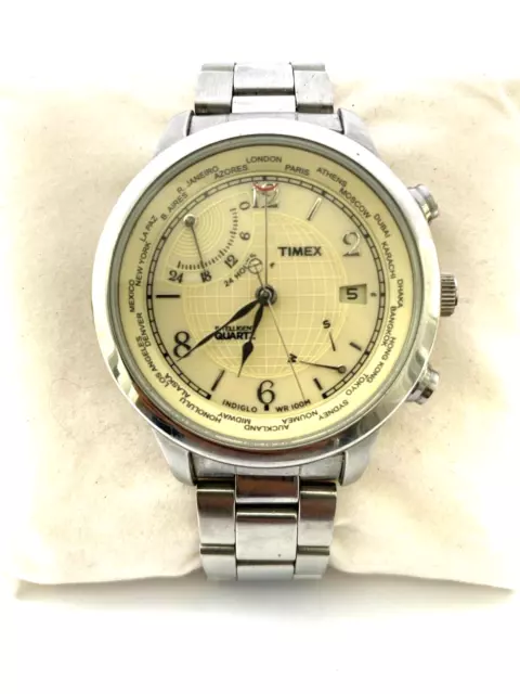 Timex Intelligent Quartz 100 MT WR Men's World Time Calendar Watch 1854