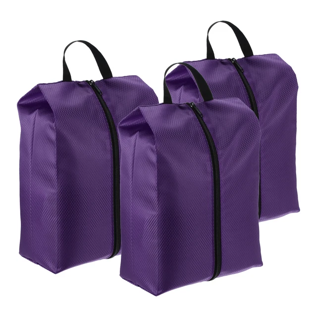 3 pz borse per scarpe da viaggio, borsa per scarpe portatile con cerniera da viaggio, viola
