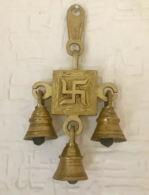 Brass Swastik Hanging Bells Chimes Swastika Golden Hinduism Chimes Hindu OM