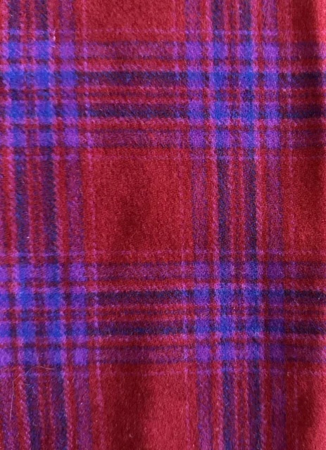 VINTAGE RED & Blue Plaid Wool Fabric W58”xL2Yards EXQUISITE Great 4 ...