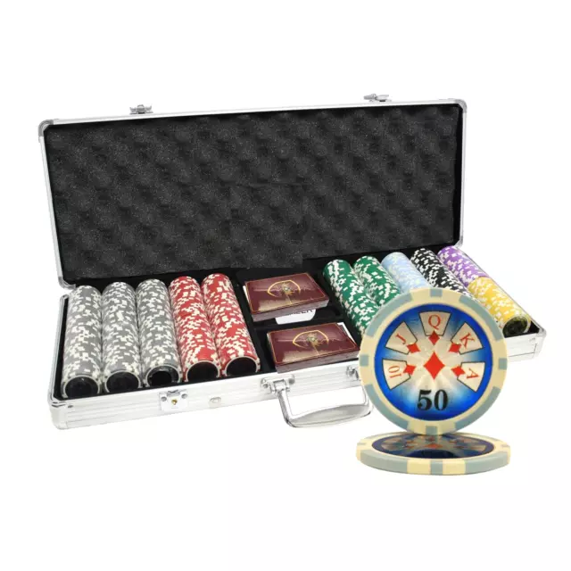Mrc Poker 500Pcs 14G Laser Graphic High Roller Poker Chips Set With Alum Case