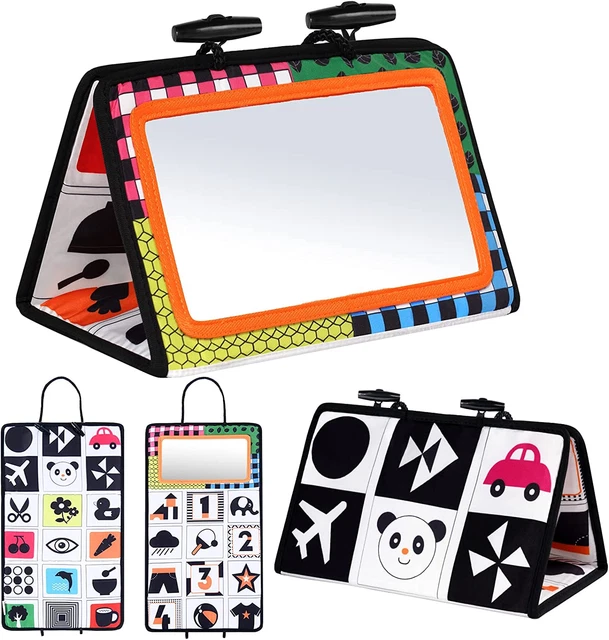 Vicloon Miroir Pour Bébé Avec Livre Pétrissant, Jouet Pour Bébé Avec Miroir Plia