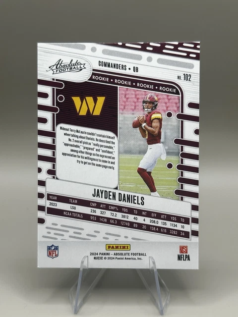 2024 ABSOLUTE JAYDEN Daniels Rookie Card Washington Commanders Base $10 ...