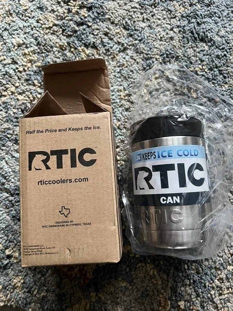 New RTIC Can Cooler 12oz Koozie Vacuum Insulated - Stainless Steel - includes 2