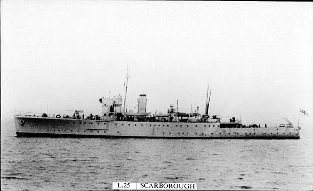BRITISH ROYAL NAVY Battleship HMS Scarborough SHIPPING NAVAL OLD PHOTO ...