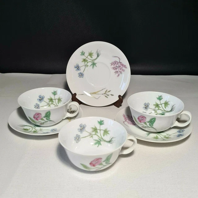 🔅 3 tasses & sous tasses à Café, thé en Porcelaine Limoges Bernardaud