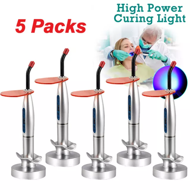 5X Dental LED Curing Light Lamp Wireless Cordless Resin Cure Machine 2000mw/cm²