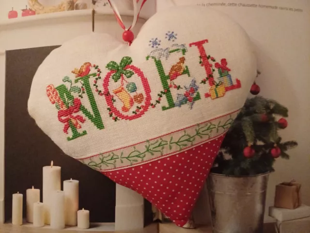 Stickbild Deko Herz Noel Veronique Enginger Leinen  Acufactum Point de Croix