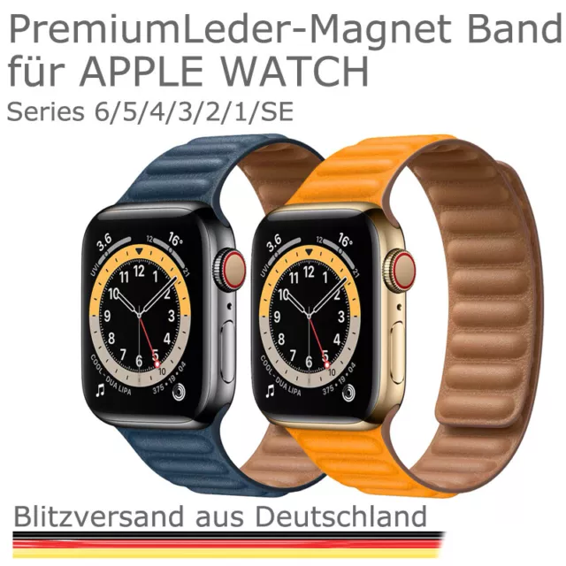 Premium Leder Magnet LOOP Armband für Apple Watch Series 1- 6 & SE 38-44mm