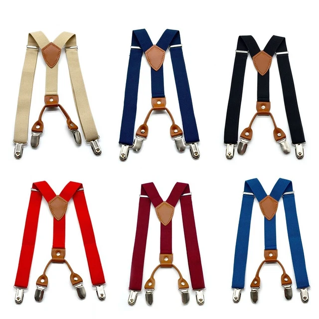 Adjustable Elastic Suspenders Clip On Braces Trouser With 4 Clip Accessories Hot