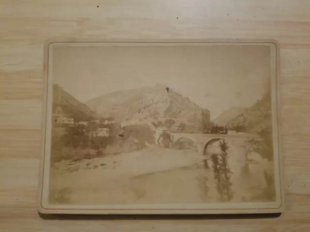 cdv Photo Albuminé  Gorges du Tarn le pont, en bon état.