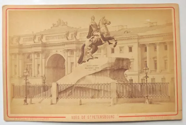 1870 Bronze Horseman St Petersburg Albumen Print Photo Russia Peter I A Felisch