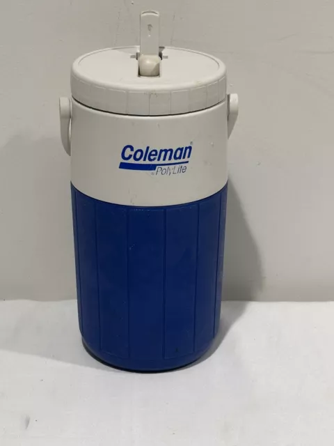 Vintage Coleman PolyLite 1/2 Gallon Blue Made In USA Water Jug Beverage Cooler