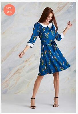 Belle Patineuse Évasée Mi-Longue Robe Taille 10 Bleu Sarcelle Couleur Taille 10/M 