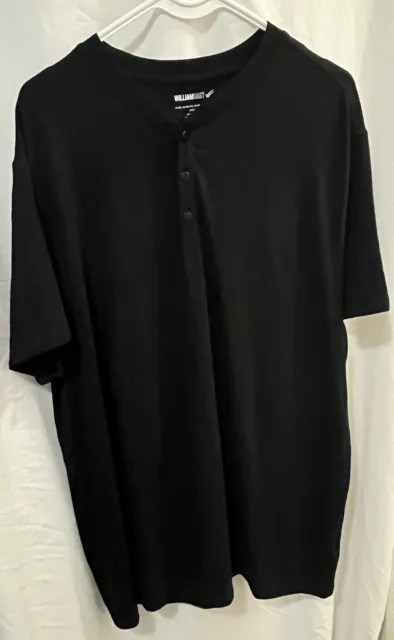 William Rast Shirt Mens 2XL Black  Short Sleeve Essential Henley