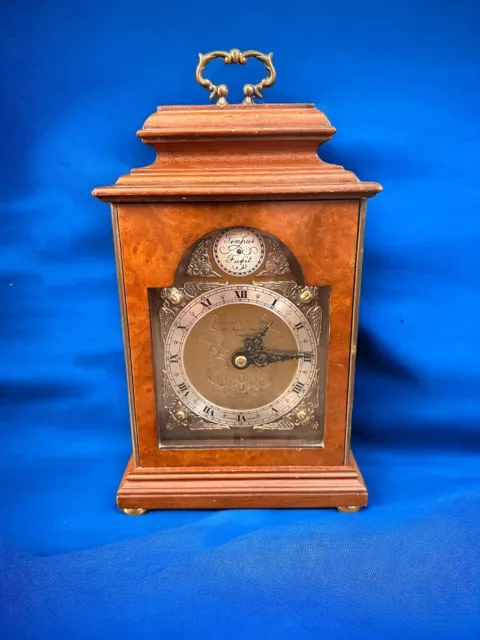 Miniature Bracket Clock by ' Elliott' of London Burr Walnut. Retailed by Garrard 2